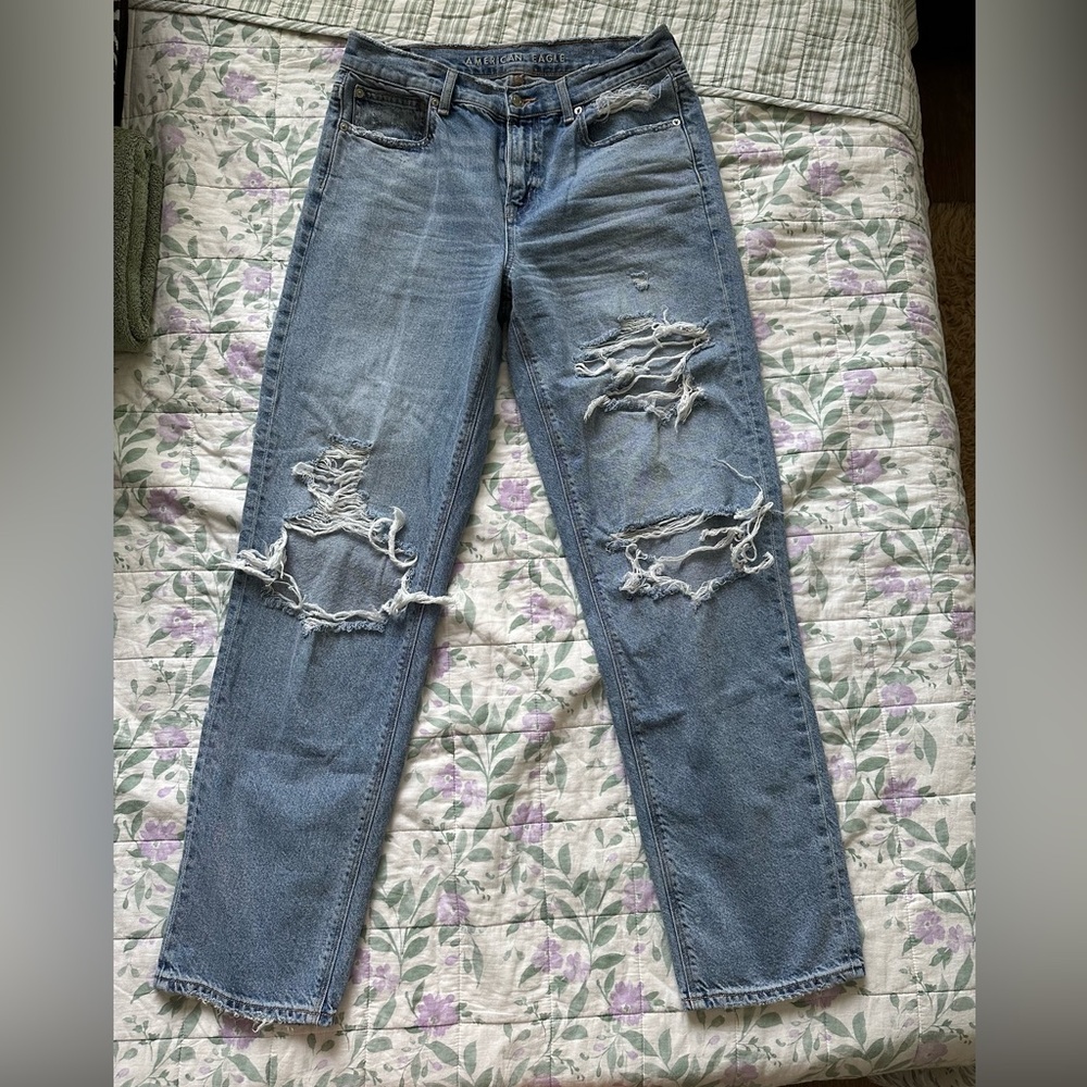 Worn Once/Like New American Eagle Ripped Jeans Size 10 Long